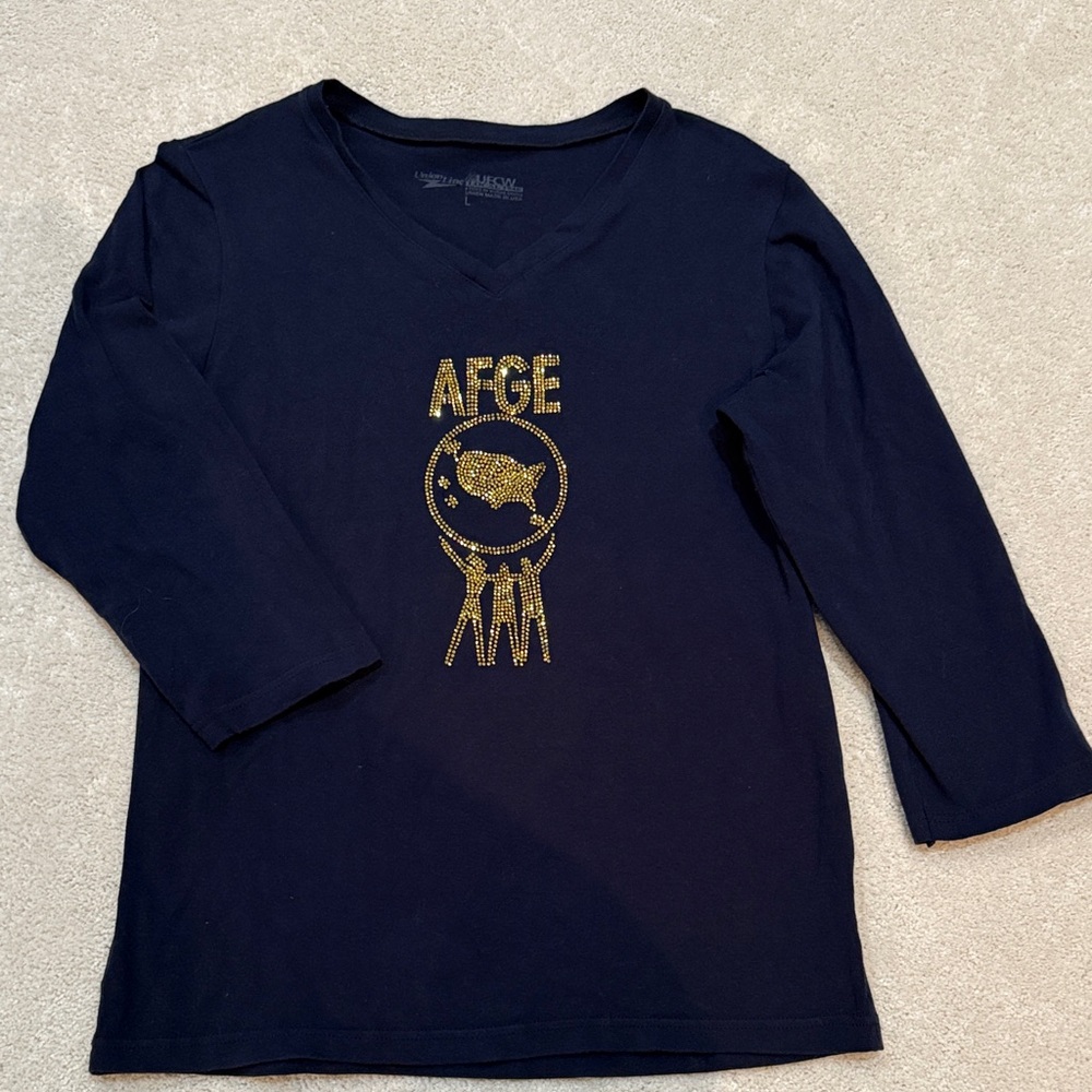 Crystal Rhinestone Embellished Navy Blue Shirt AFGE